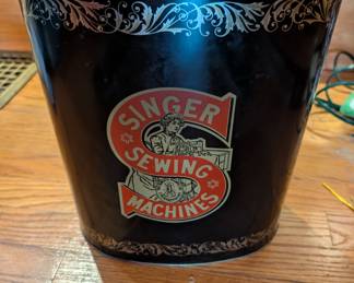 Vintage Singer Sewing Machine Metal Wastebasket 
