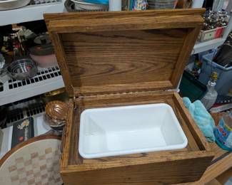 A wooden box cooler
