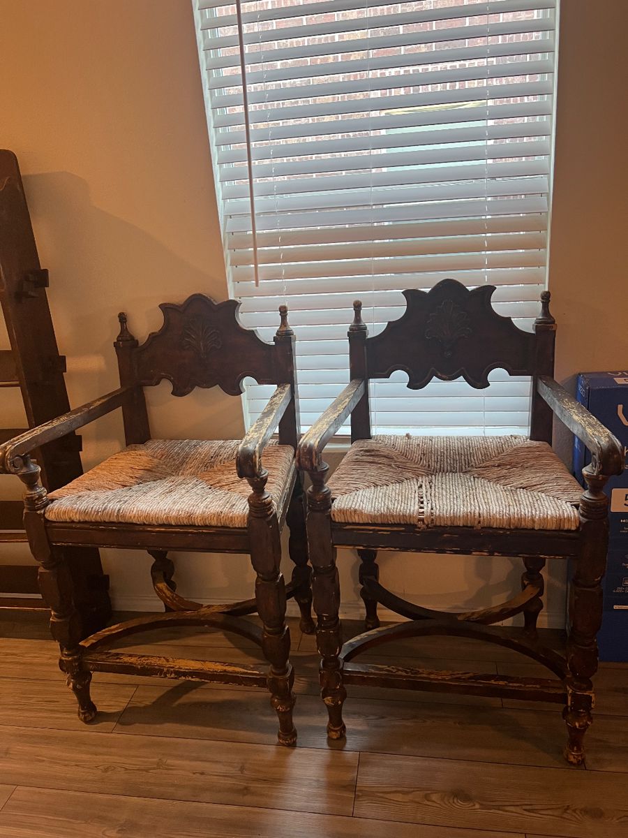 Pair vintage arm chairs