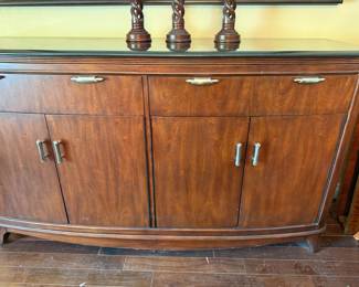 American Drew Advocate Series dining table, lighted hutch and granite-top buffet available for presale. Call 562-254-2597 for details.