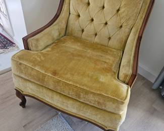 The matching chair to the gold velvet vintage couch $125