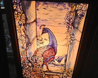 Lighted Shadowbox peacock , top piece needs to be glued back in place ( taped for security) $40