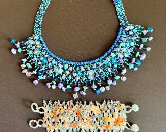 Beaded choker and bracelets