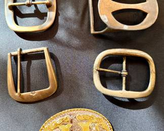 Collection of brass belt buckles 
