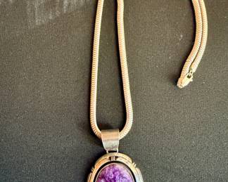 Sterling silver and stone pendant with silver chain