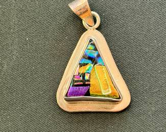 Dichroic glass and sterling silver pendant