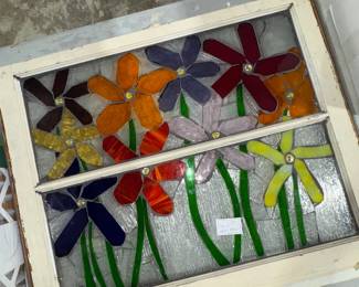 Stained glass hanging window