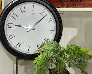 Clock, plant. mason jars