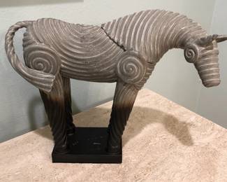 Bill Sanders glazed pottery Trojan horse sculpture