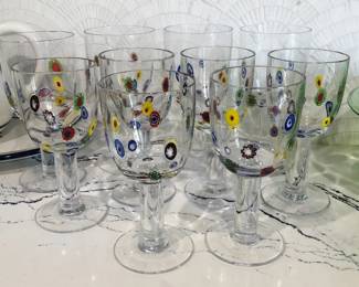 Set of Murano hand-blown wine glasses