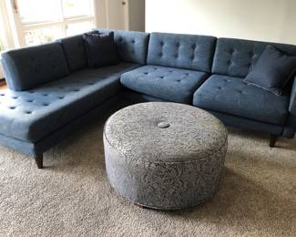 Joybird Eliot modernist reversible sectional sofa with button-tufted upholstery