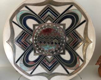 Tony & Gretchen Schartz handcrafted raku pottery charger