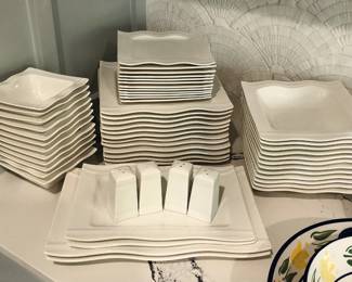 Set of modernist style white dinnerware