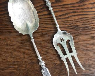 Early 20th century European .800 silver flatware salad set
