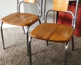 Pair of Mid-Century Modern chrome/wood chairs