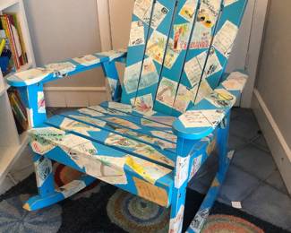 Hand-painted folk art Adirondack rocking chair