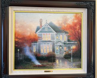 Numbered oil painting by Thomas Kinkade with papers proving authenticity