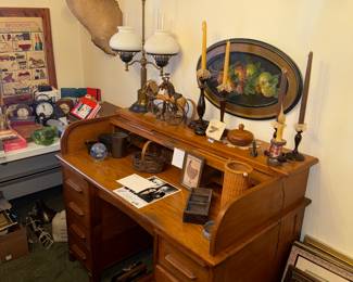 ROLL TOP DESK, DEER MOUNT AND MORE 