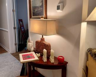 Beautiful lamps and demilune table