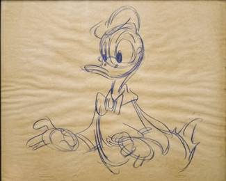 Original Disney production sketch of Donald Duck.