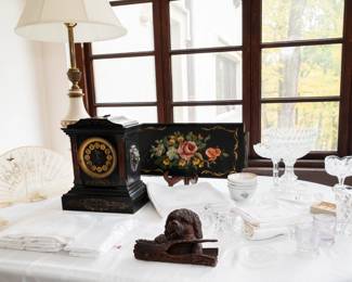 Clocks and cut glass. Black Forest Inkwell