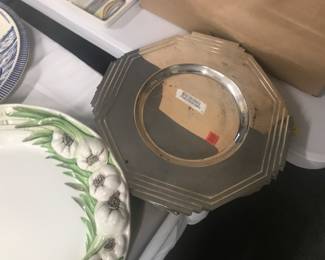 Set of heavy Art Deco silverplate chargers.