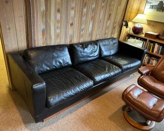 Dunbar black leather sofa