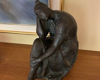 Francisco Zuniga bronze Virginia Sentada, 1978. Signed, dated and numbered III/VI; 19.5" x 16", base 10" x 9"