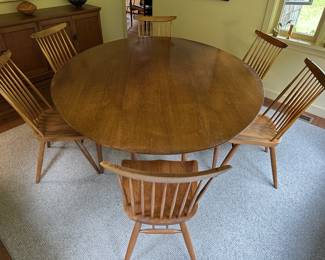 George Yakashima drop-leaf dining table and chairs