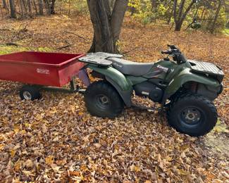 Kawasaki Prairie automatic 400 4-wheeler with utility trailer
