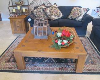 Coffee Table with Metal-Detail Plugs, 47" X 47"