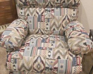 Pair of La-Z-Boy Recliners, Bold, Geometric Patterning