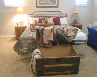 Bedroom Overview:  Steamer Trunk, King Bedding, Blankets, Throw Pillows