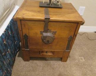Chest-Style, Hinged-Metal, Drop-Front Side Table 