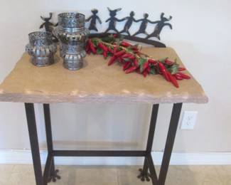 Chilly Peppers, Tin Decor & Dancers on a Notched Top & Metal-Footed Frame, Gotta LOVE the FEET!!!