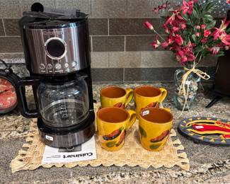 Cuisinart Brew Central 12-Cup Programmable Coffemaker + Chili Pepper Coffee Mugs