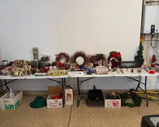 Christmas Decor:  Greenery, Ornaments, Angels, Wreaths, Lighting, Figurines, Tree Stand, Villages 