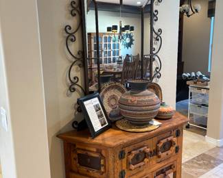 Wrought Iron Console Wall Mirror
