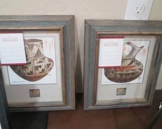 Framed Pottery Renderings By Native American Artist Michael McCullough