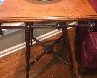 Antique  Cherry Spool Leg Table 