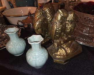 Vintage Brass bookends - owls