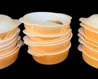 19pc FireKing Peach Luster Casserole Dishes