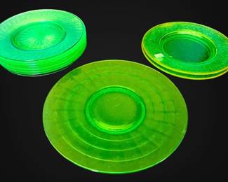 11 Uranium Glass Plates