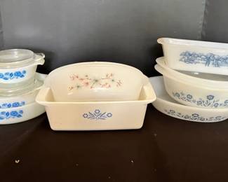 Blue Themed Baking Dishes FireKing, Glasbake, Corningware, More