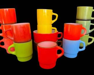 Colorful Black Rimmed Milk Glass Mugs More
