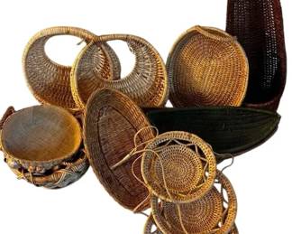 Boho Wicker Hanging Baskets, Tray Baskets, More