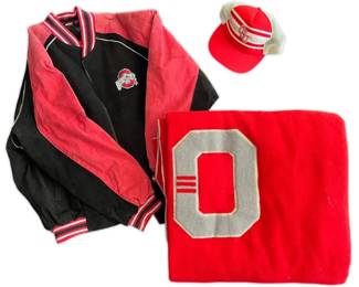 Vintage Ohio State Leather Varsity Jacket size XL, Pure Wool Blanket Hat