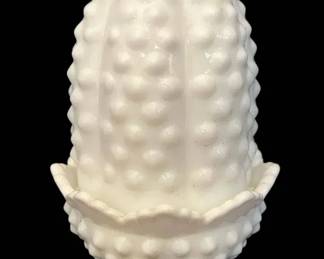 Fenton Hobnail Milk Glass Fairy Lamp
