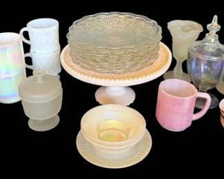 Iridescent Pink Glassware