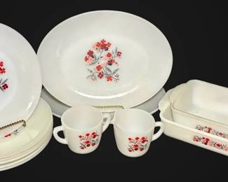 FireKing Primrose Baking Dishes, Plates, Sugar Creamer Set